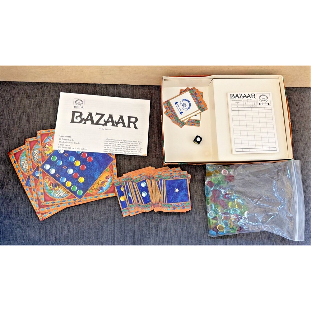 BAZAAR Family Board Game 1987 Sid Sackson Discovery Toy Vintage Complete Jewels